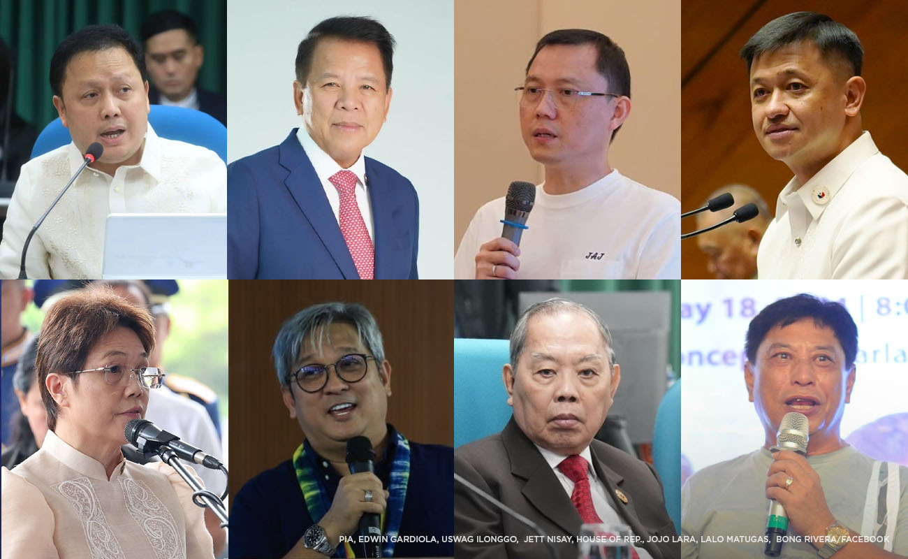 From left top to bottom right: Zaldy Co, Edwin Gardiola, James Ang Jr., Jernie Nisay, Augustina Pancho, Joseph Lara, Francisco Matugas, Noel Rivera